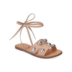 MARC FISHER Womens Beige Studded Padded Bryony Round Toe Leather Sandals 7.5 M